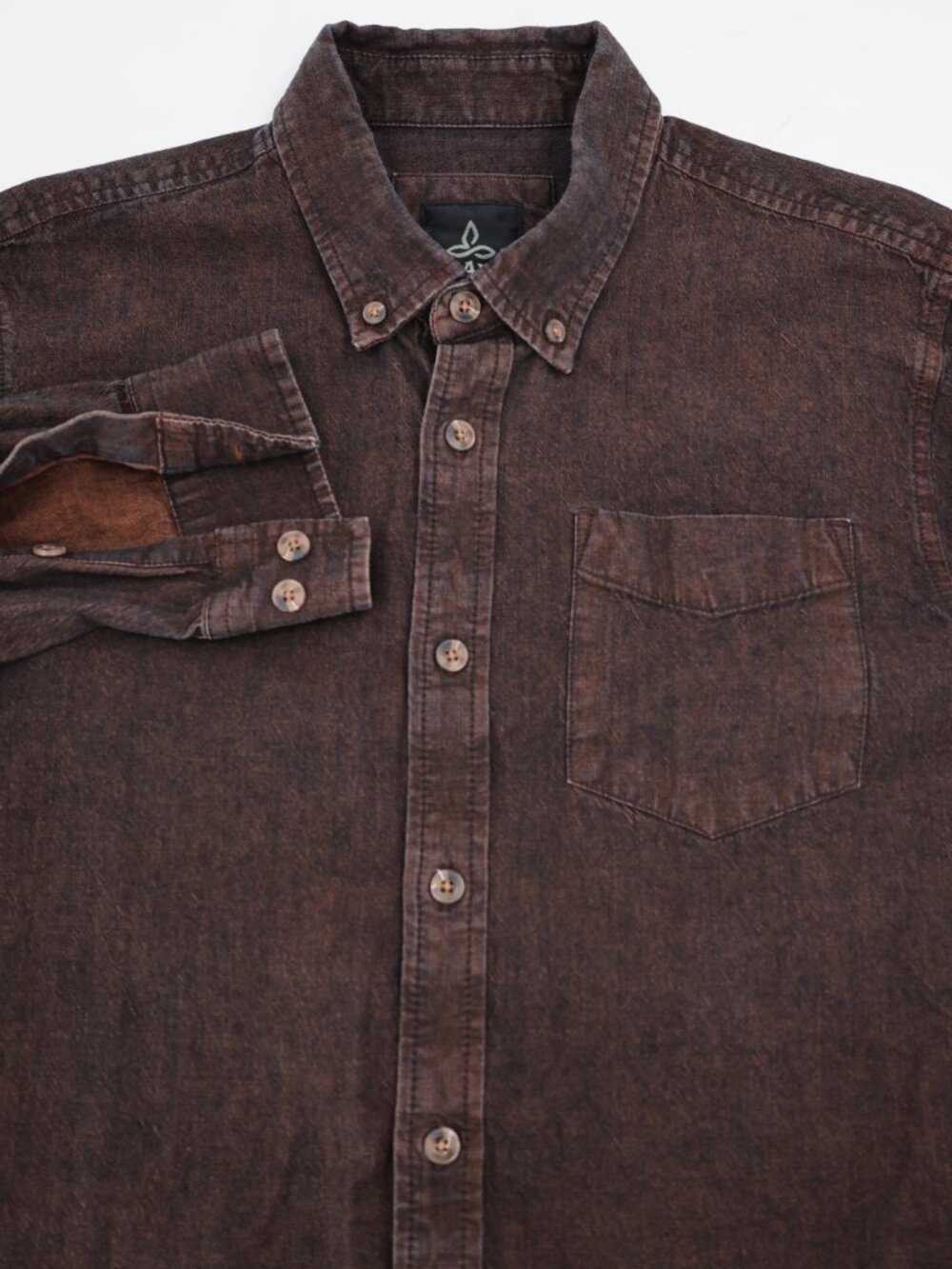 PrAna Shirt Mens small Long Sleeve Button Down Broderick Casual pocket cotton